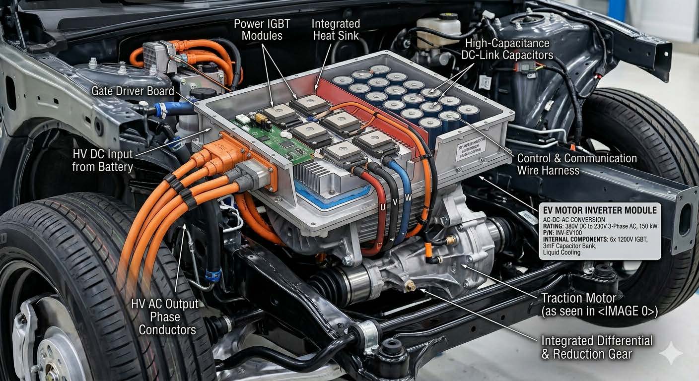 fonctionnement onduleur moteur électrique voiture