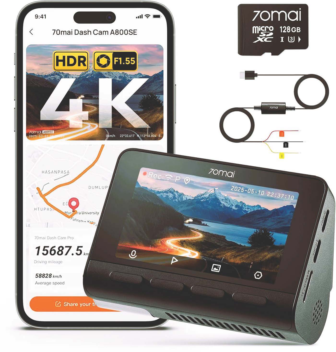 Dashcam 70mai A800SE 4K avec GPS
