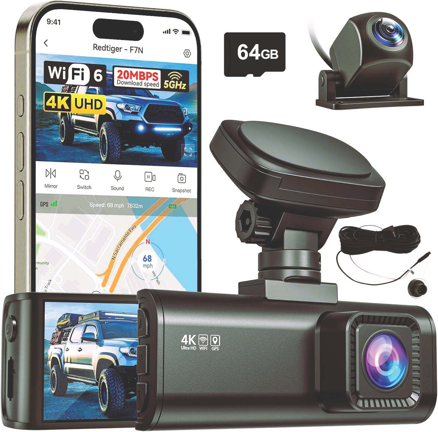 Dashcam REDTIGER F7NP 4K avant arrière pas chère