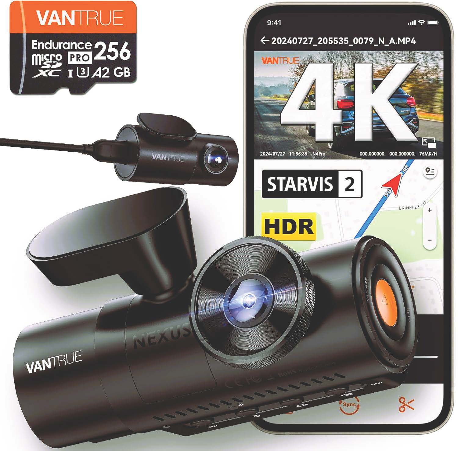 Dashcam Vantrue N4 Pro 3 canaux VTC taxi