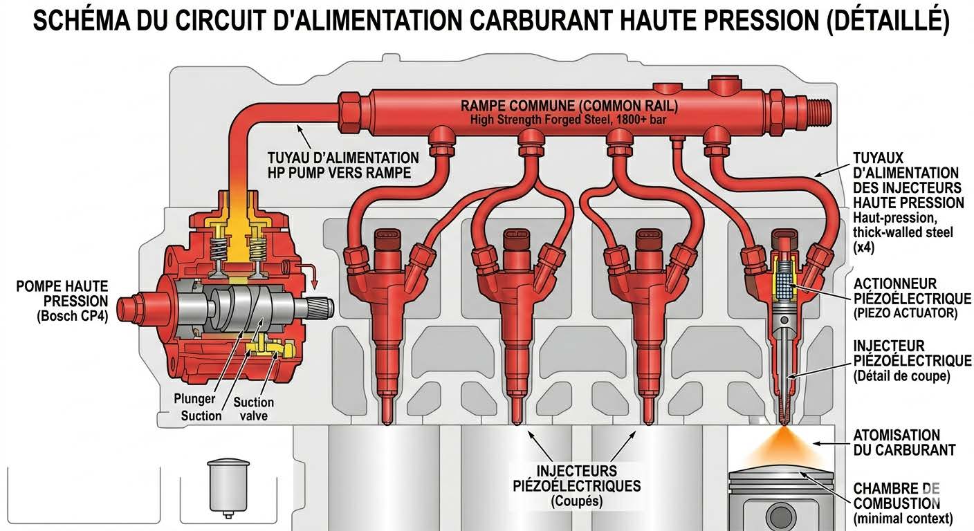 qu'est-ce que le système common rail diesel : schéma du circuit d'alimentation
