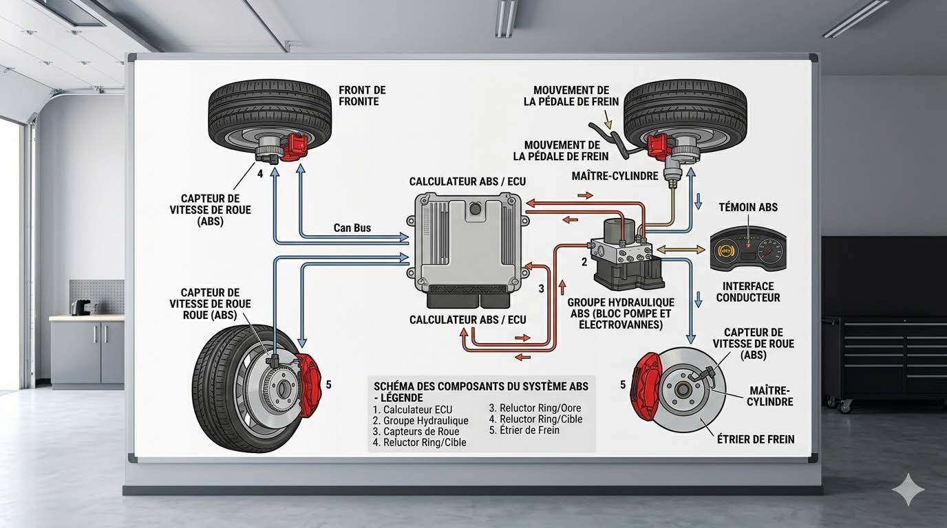 Composants du système de freinage ABS