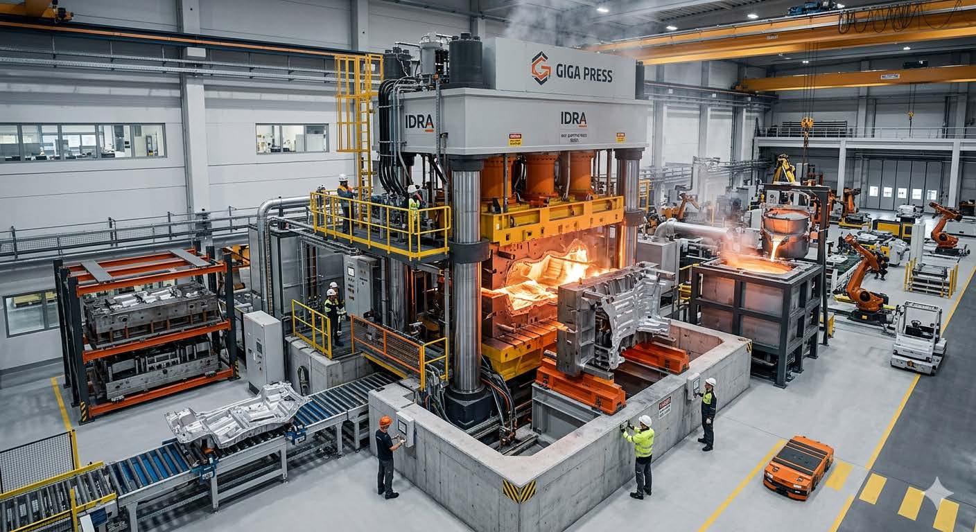 Giga Press d'une chaine d'assemblage automobile