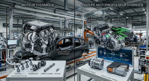 Lire la suite à propos de l’article Moteur thermique vs moteur hybride : quelle architecture choisir pour une production automobile plus verte ?