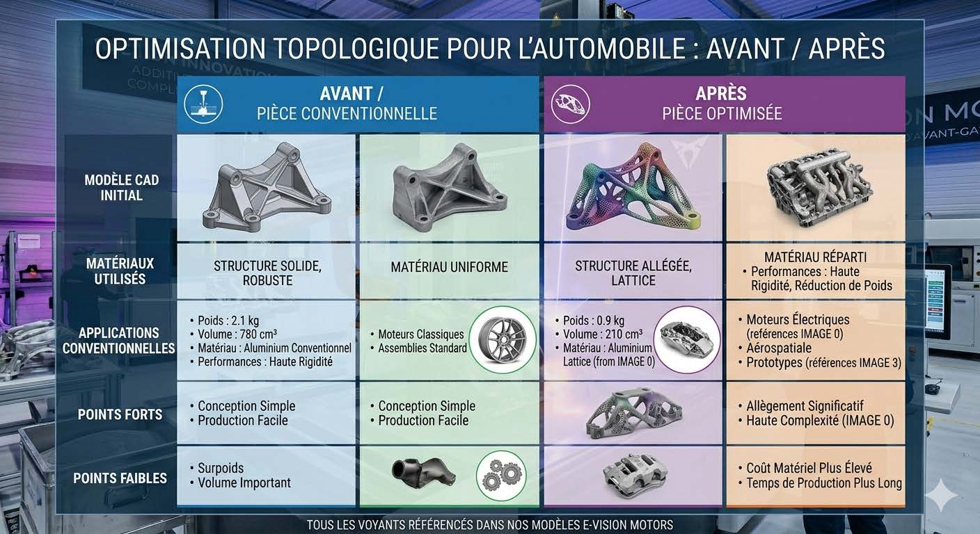 impression 3D fabrication automobile optimisation topologique avant/après