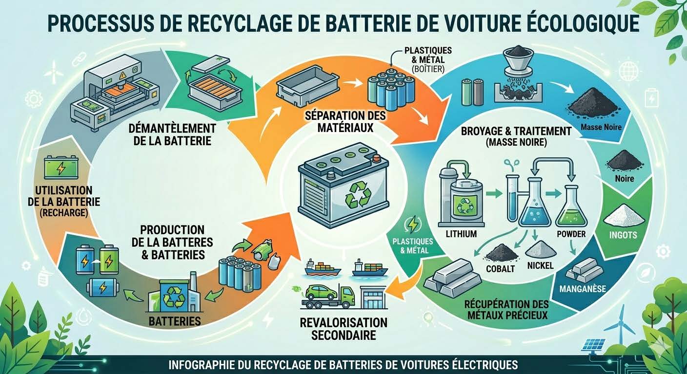 fabrication voiture écologique : le recyclage de la batterie