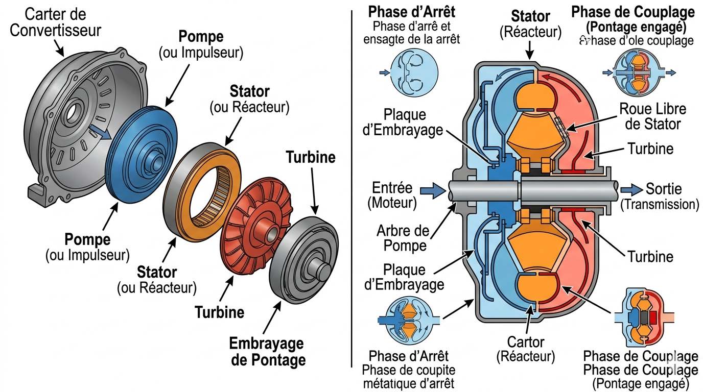 Boite de vitesse automatique cvt à convertisseur de couple