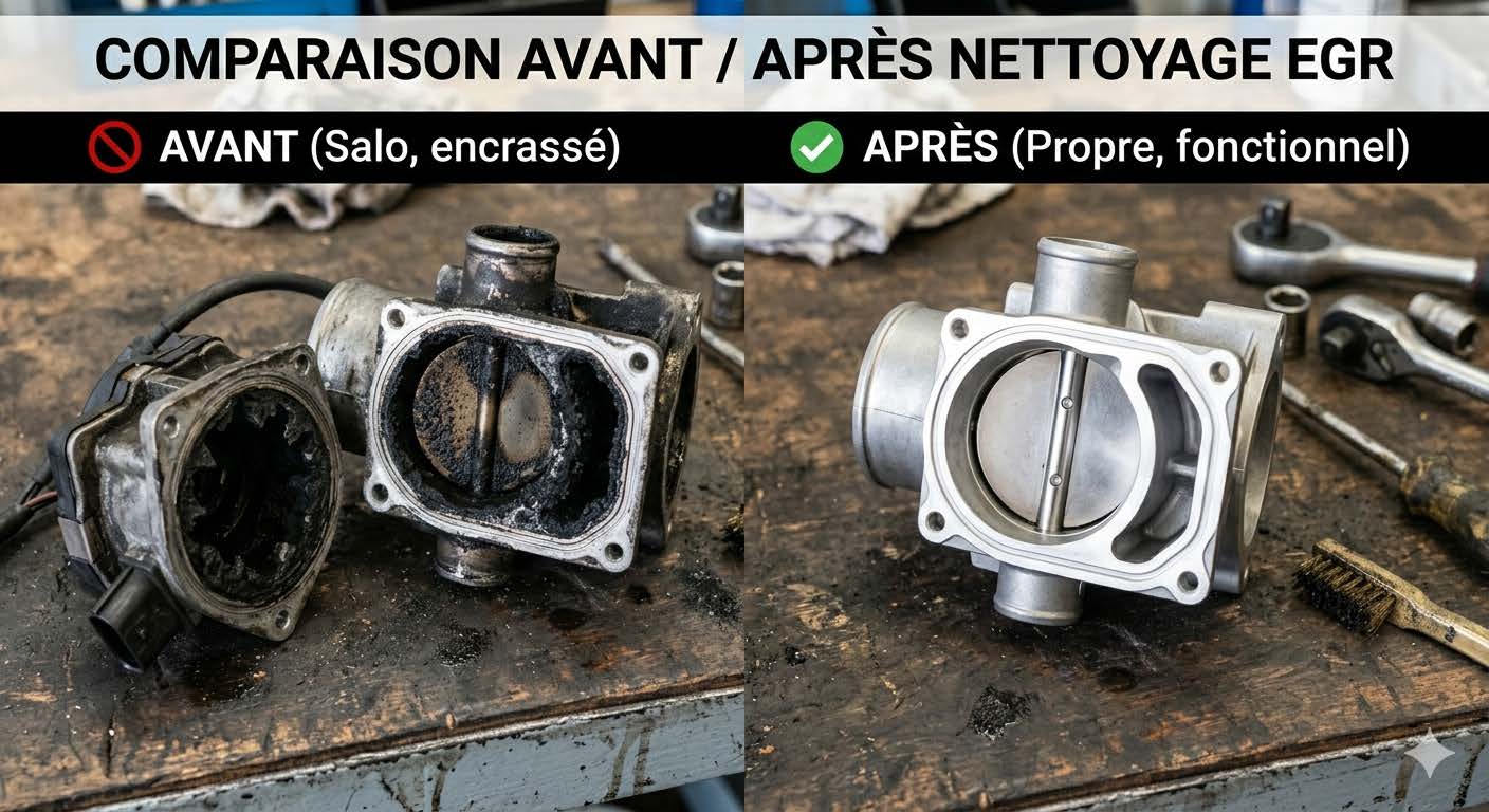 comment nettoyer une vanne EGR encrassée : comparaison Avant/Après nettoyage
