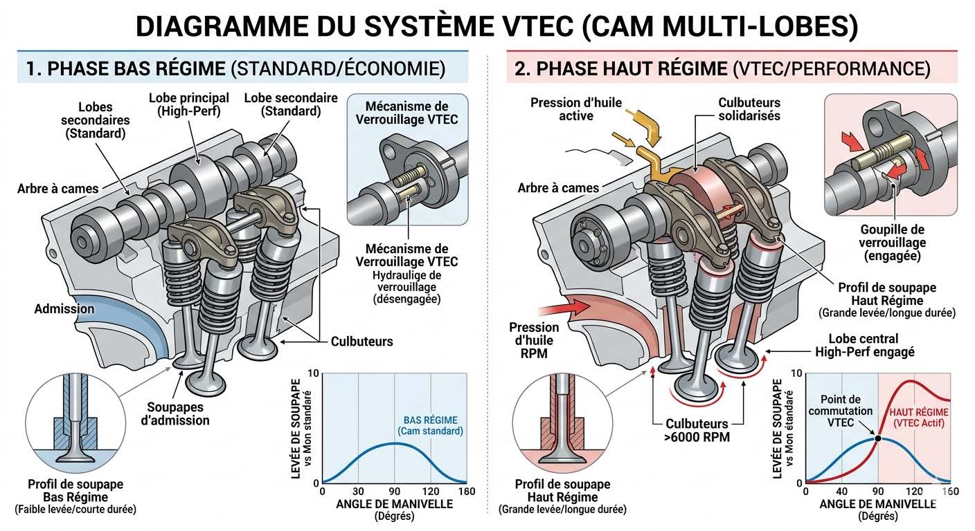 quelle est la différence entre le VTEC et le VVTi : Diagramme VTEC