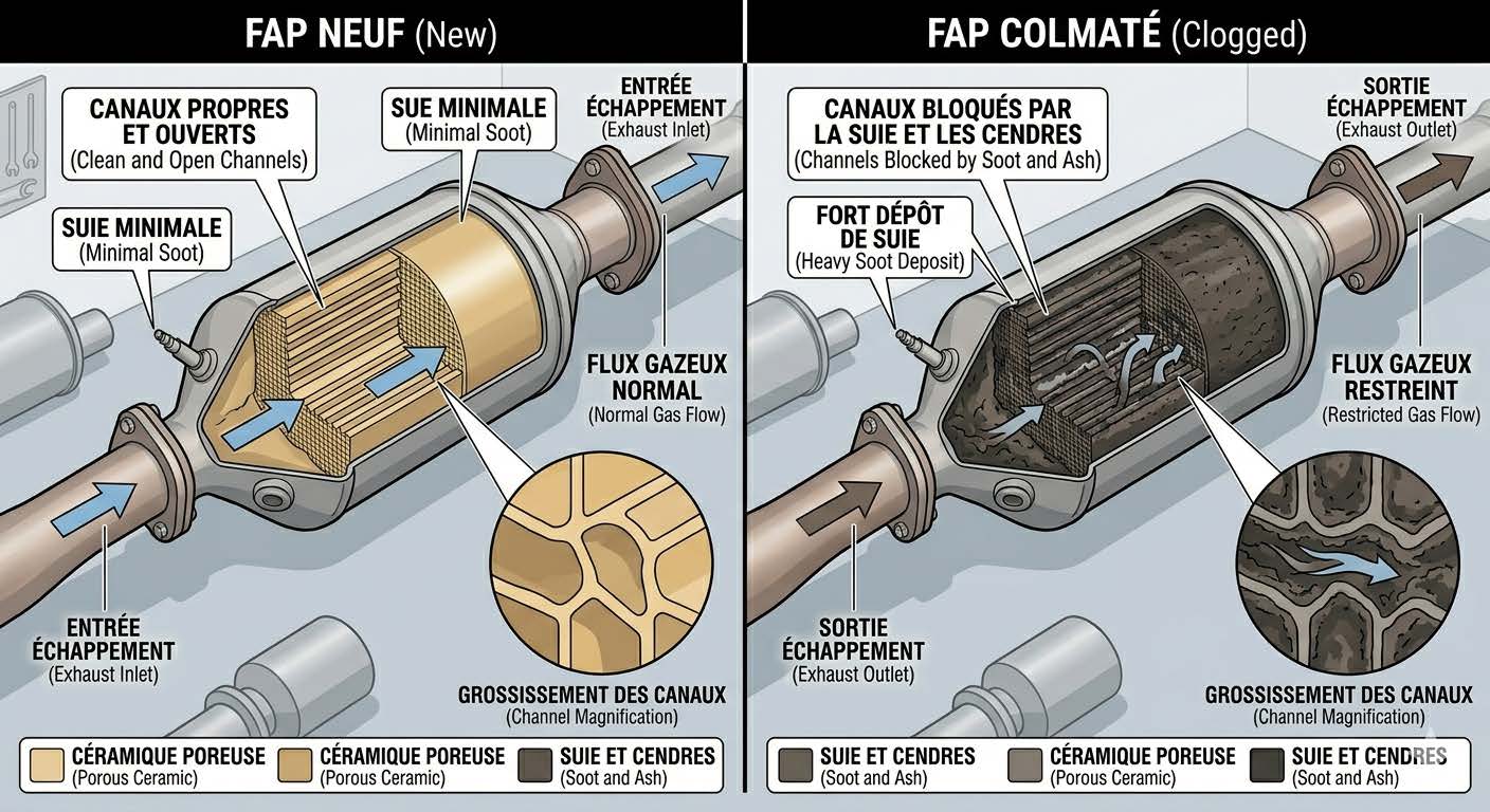 comparatif FAP neuf & FAP colmaté