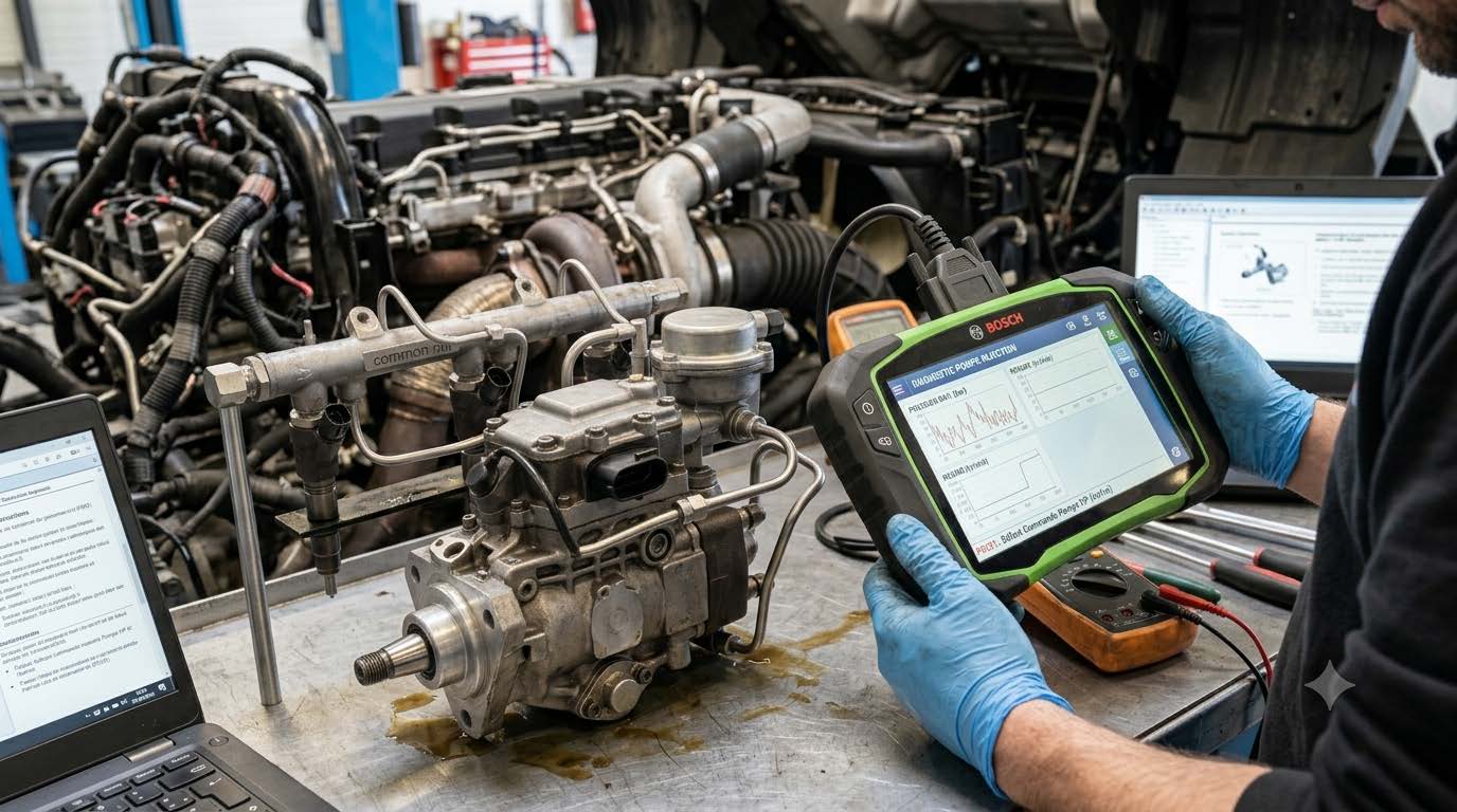 Diagnostic pompe injection avec valise OBD