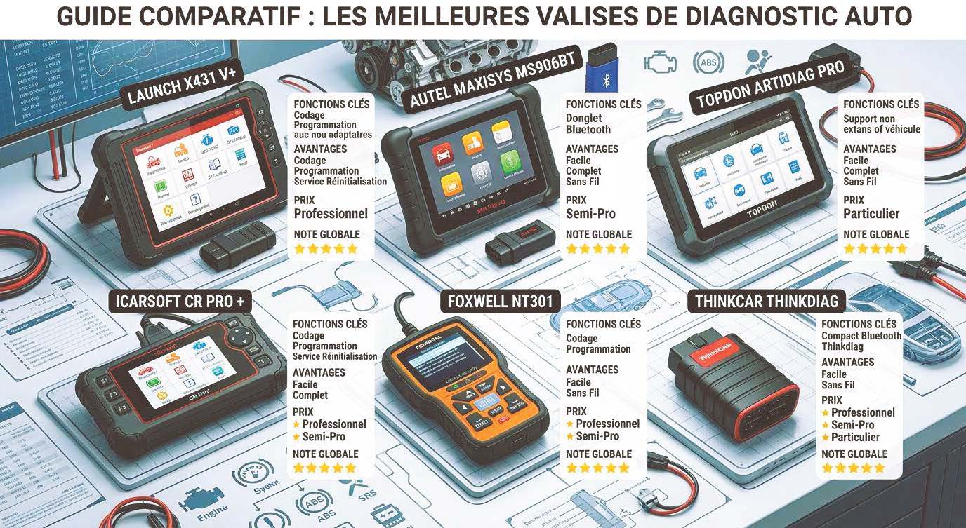 You are currently viewing 7 Meilleures Valises de Diagnostic Auto pour 2026 : Comparatif Complet