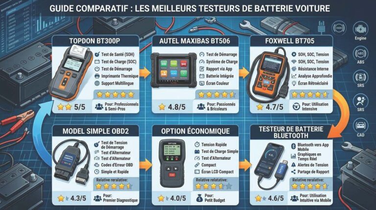 Comparatif des meilleurs testeurs de batterie voiture 2026