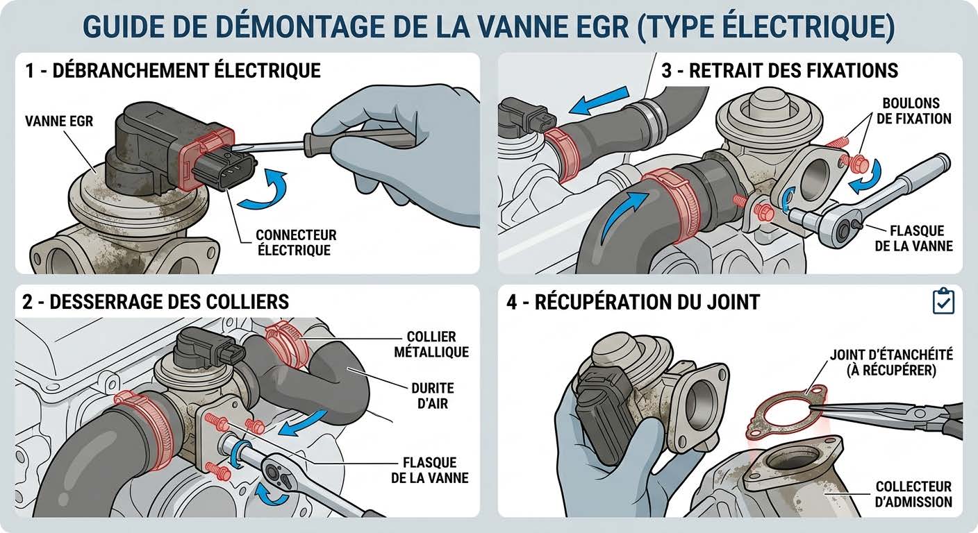 Comment nettoyer une vanne egr : Démontage de la vanne EGR et de ses conduits