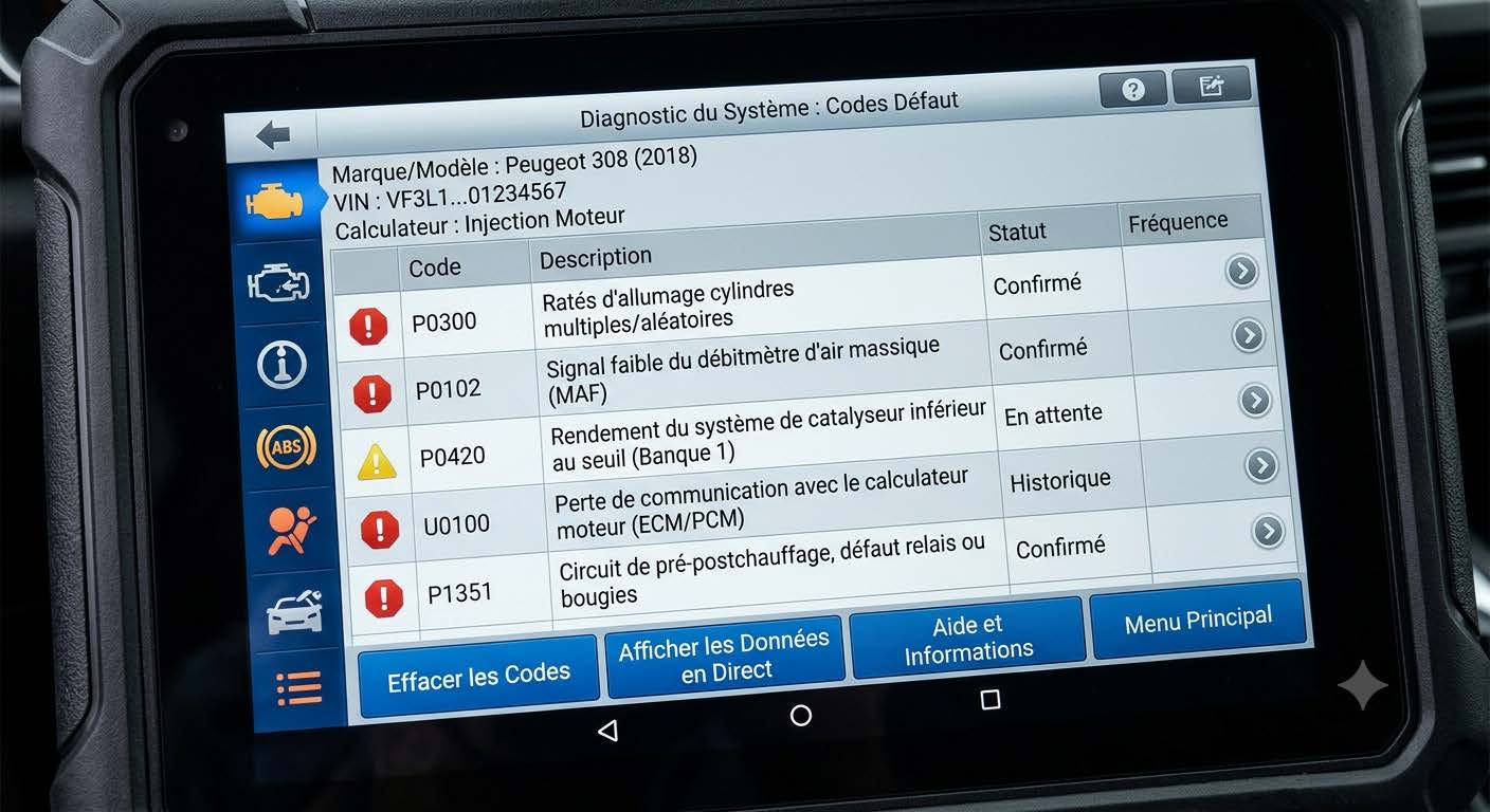 Lecture codes défaut valise OBDII