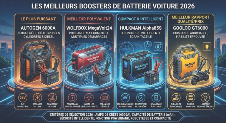 Comparatif des meilleurs boosters de batterie voiture 2026