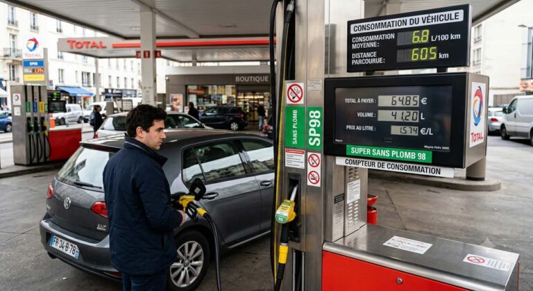 Surconsommation de carburant : Pompe à essence et compteur de consommation