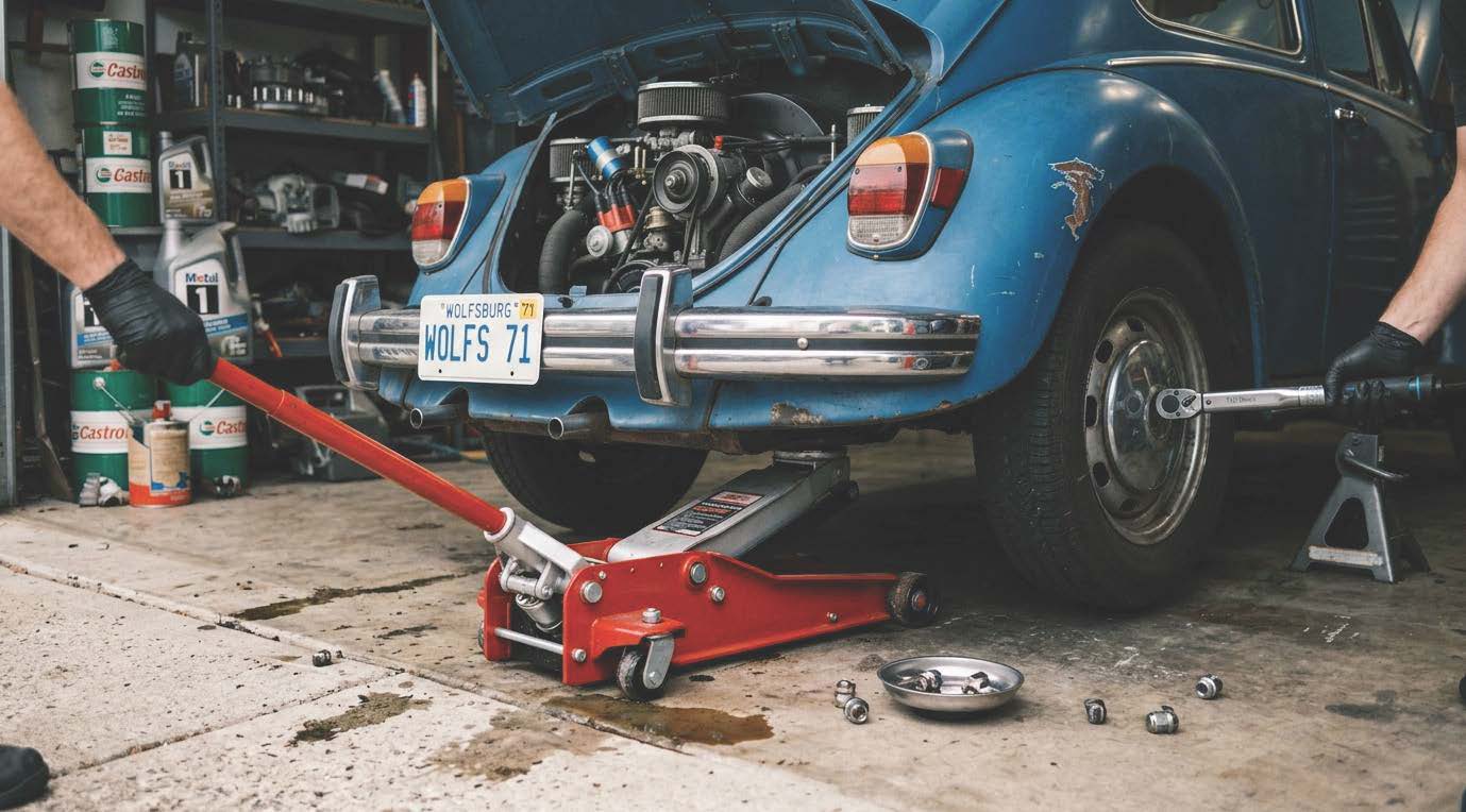 Clé dynamométrique et cric utilisés pour l'entretien d'une voiture